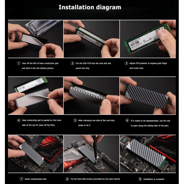 Buy M.2 SSD NVMe Aluminum Heat Sink with Thermal Pad Grey online at